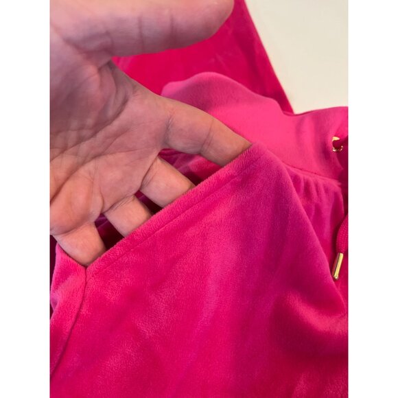 Lilly Pulitzer Hot Pink Velour Jogger Pants With Gold Accents & Elastic Waist Wo - Picture 6 of 9